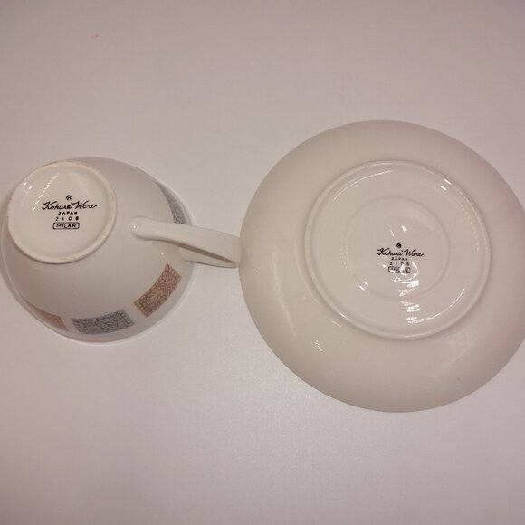 2 Pc Vintage Kokura Ware Milan Cream Tea Cup & Saucer Birds Houses 2106 Japan - Picture 7 of 7